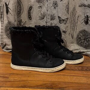 UGG Black Winter Boots with Cream Soles